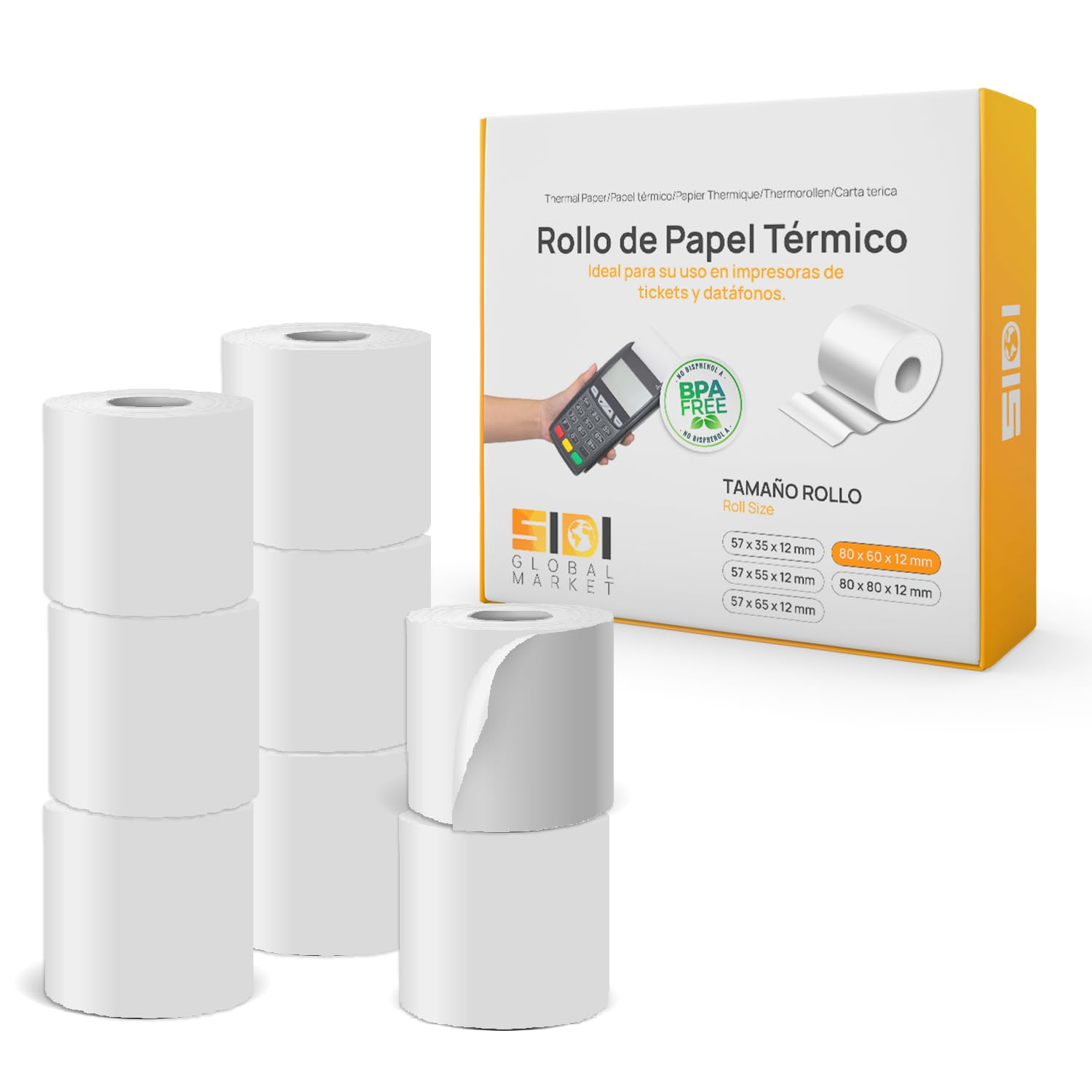Lot de 48 rouleaux de papier thermique thermique pour tpv tactile hôtellerie, caisse enregistreuse, imprimante tickets, rouleau de papier blanc pour ordinateur portable et imprimante, dimensions 80 x