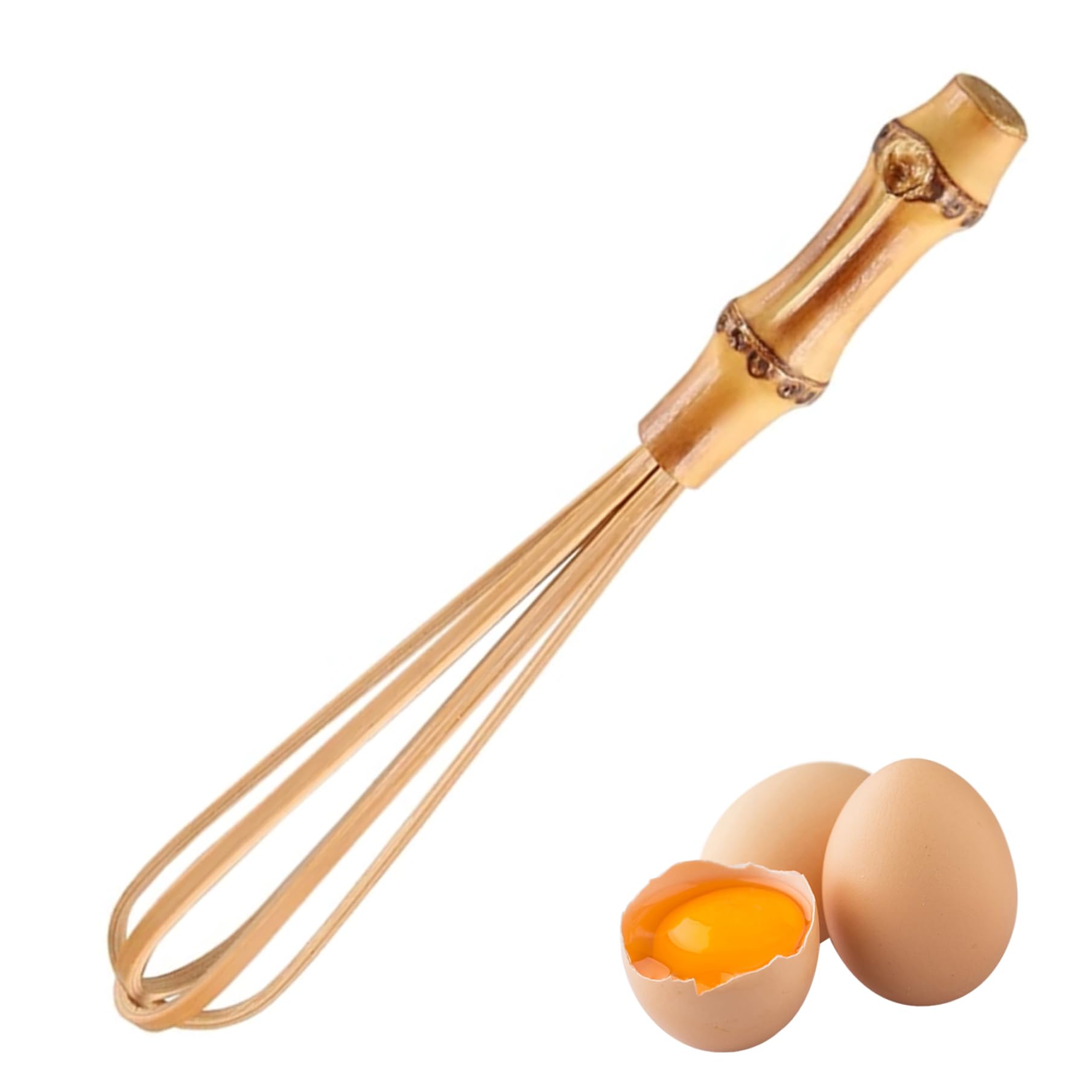 Bamboo Whisk Egg Whisk 5.5In Wooden Whisk Bamboo Root Mini Whisks for Cooking Beating Blending Frothing & Stirring Kitchen Baking Tools