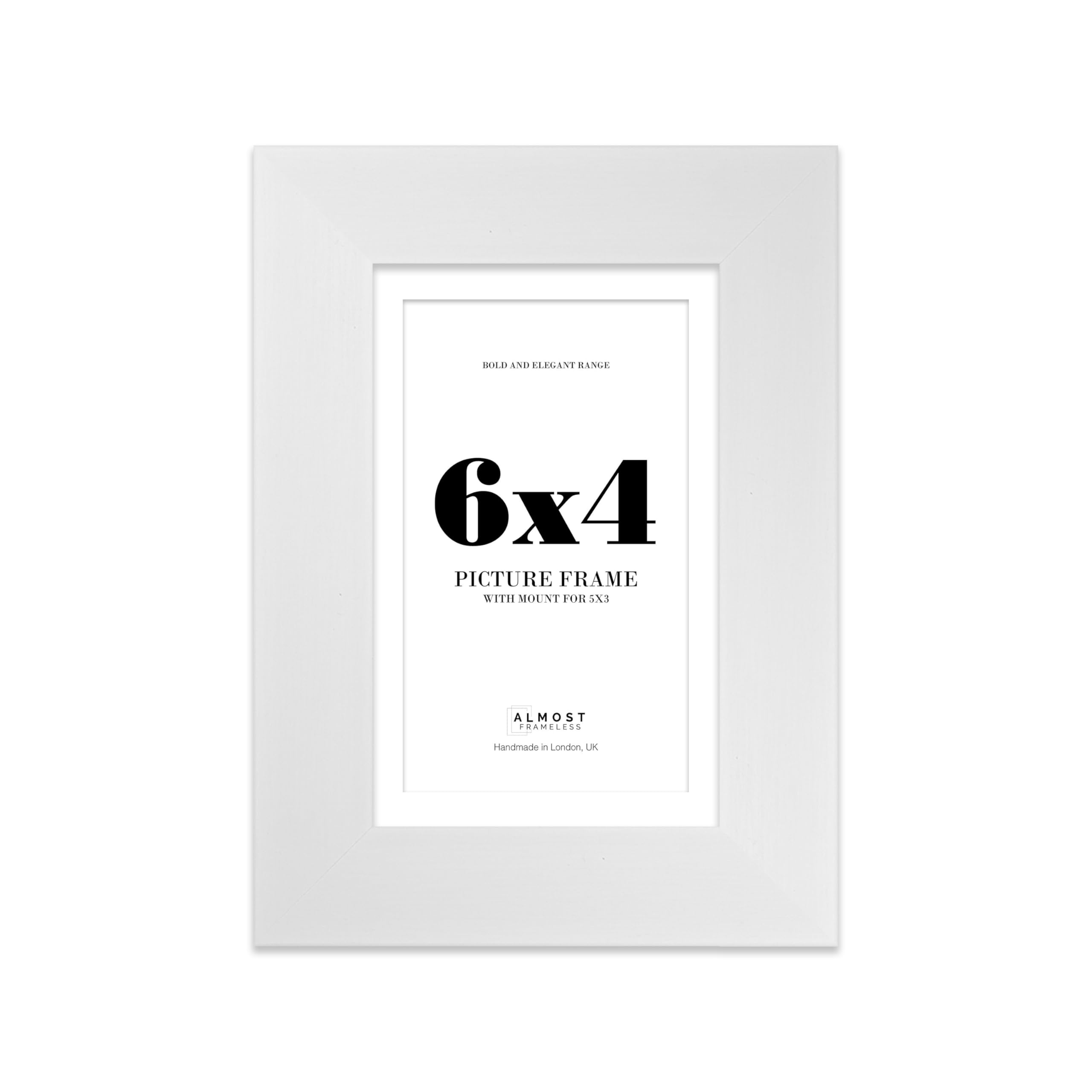 6x4" White Frame With Mount for 5x3" Pictures 28mm Edge Portrait and Landscape Display with Wall Hooks and Kickstand, 1 Pack