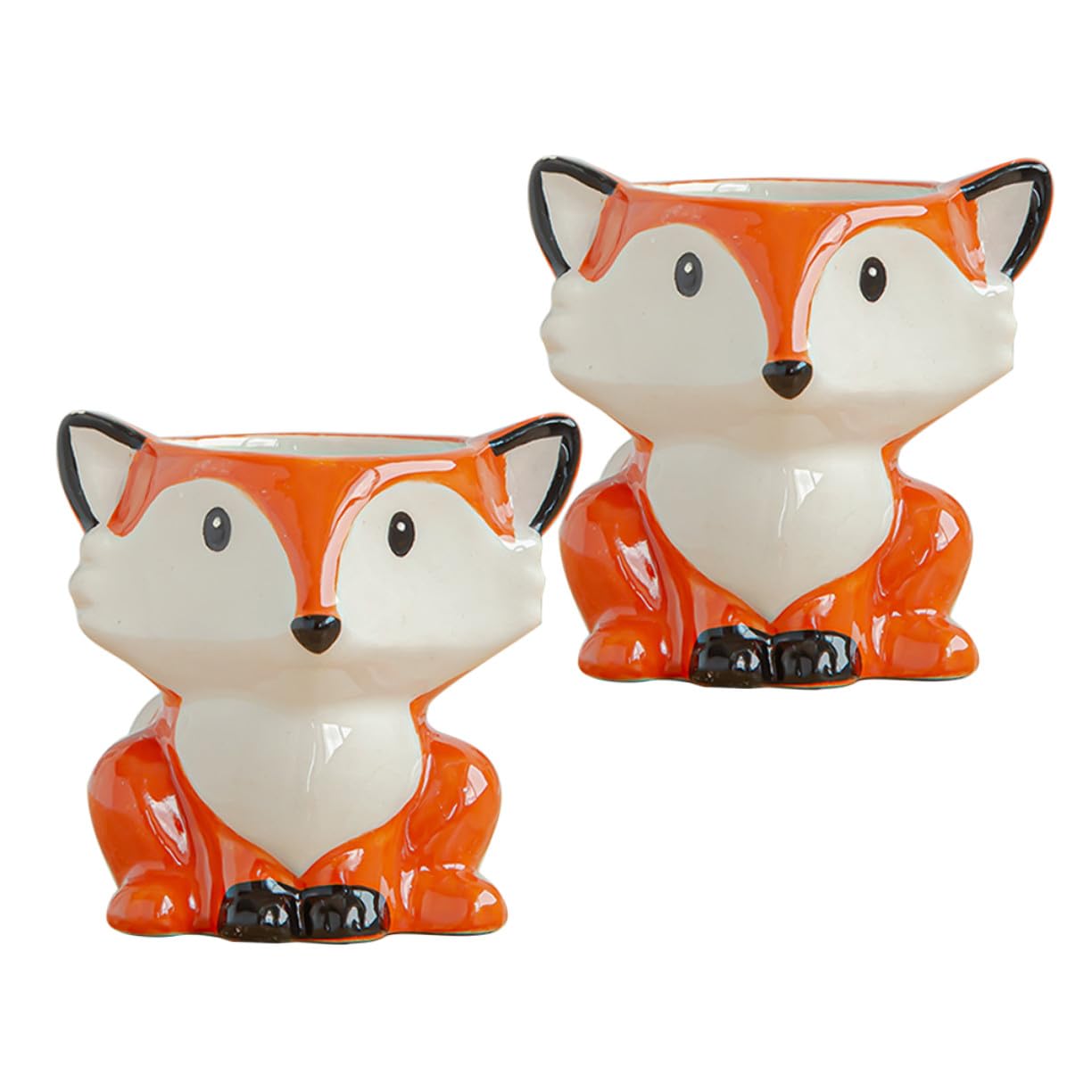 Pot de fleurs en céramique orange pour bureau lot de 2 objets déco zen