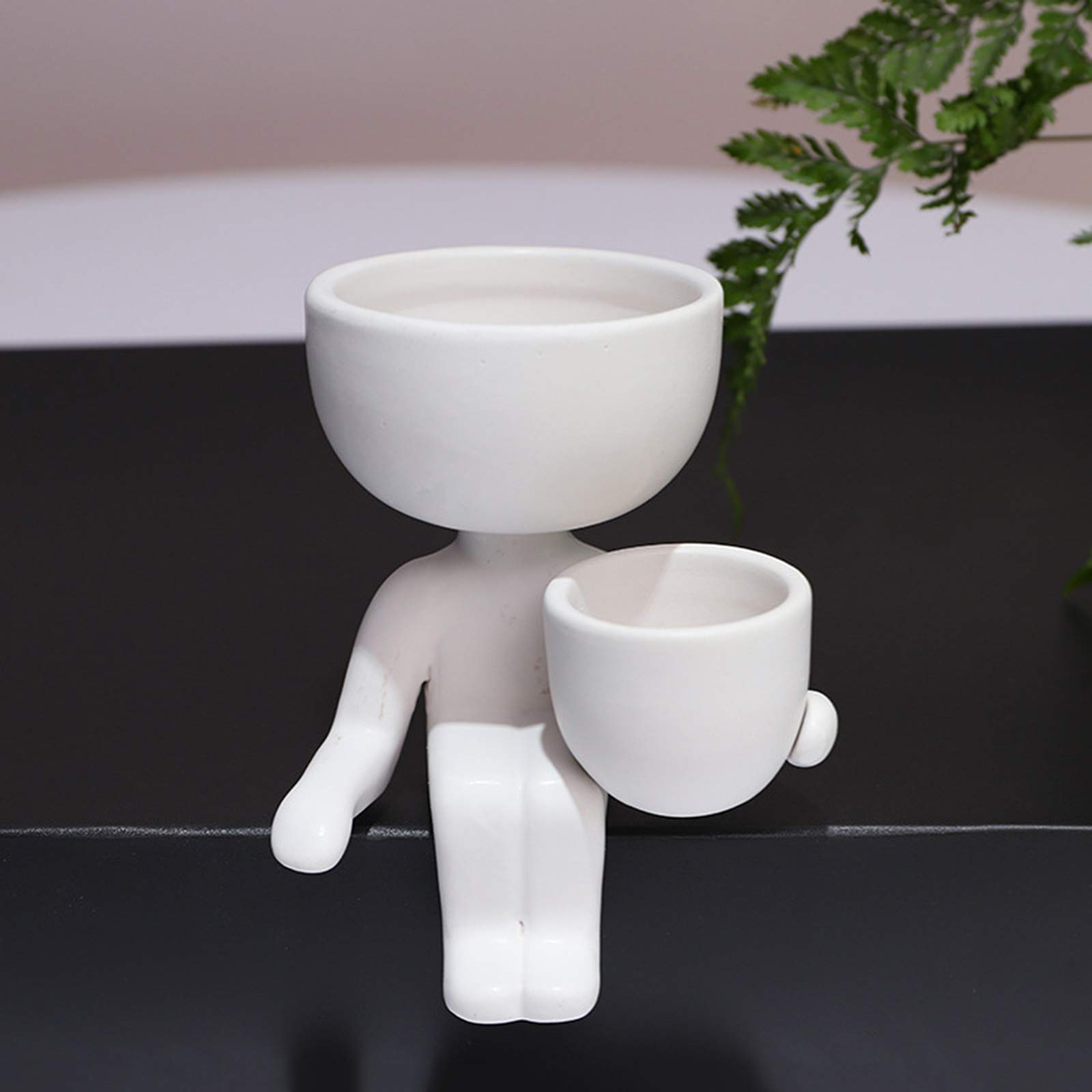 DIYOMR Vaso In Ceramica Umanoide Bianco Per Piante Grasse E Bonsai – Decorazione Da Tavolo, 6x10 Cm