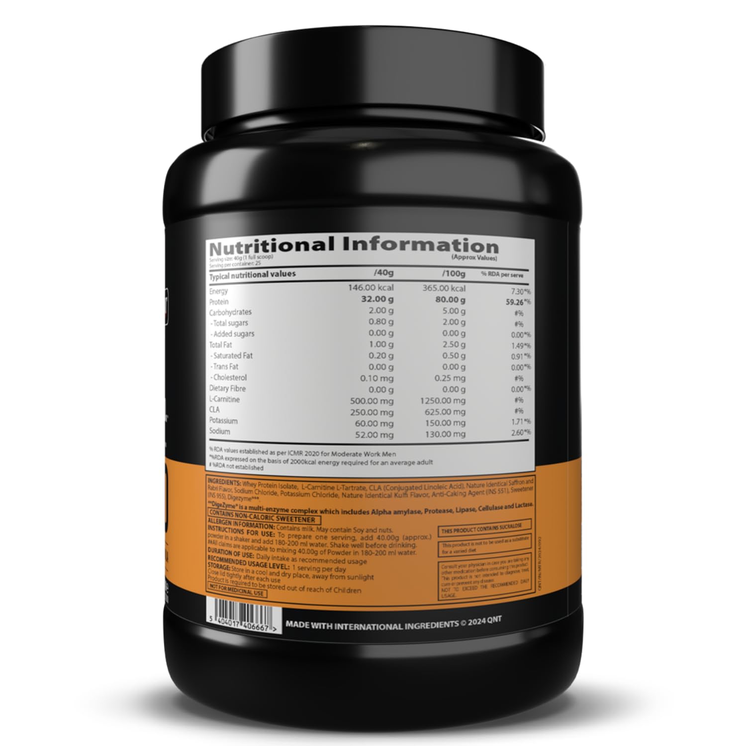 QNT ISO Ripped Whey Protein Isolate Powder | With L-Carnitine & CLA | 32g Pure Whey Isolate per Serving | Supports Lean Muscle Growth & Weight Loss | Kesar Malai Kulfi Flavor, 1 Kg — Amazon image 8