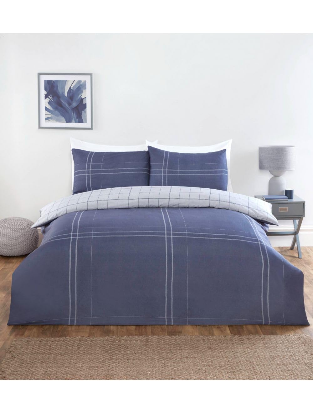 Complete Bedding Duvet Quilt Cover Set with Matching Fitted sheet Single Double King Sizes (Single, Hudson Complete bedding set)
