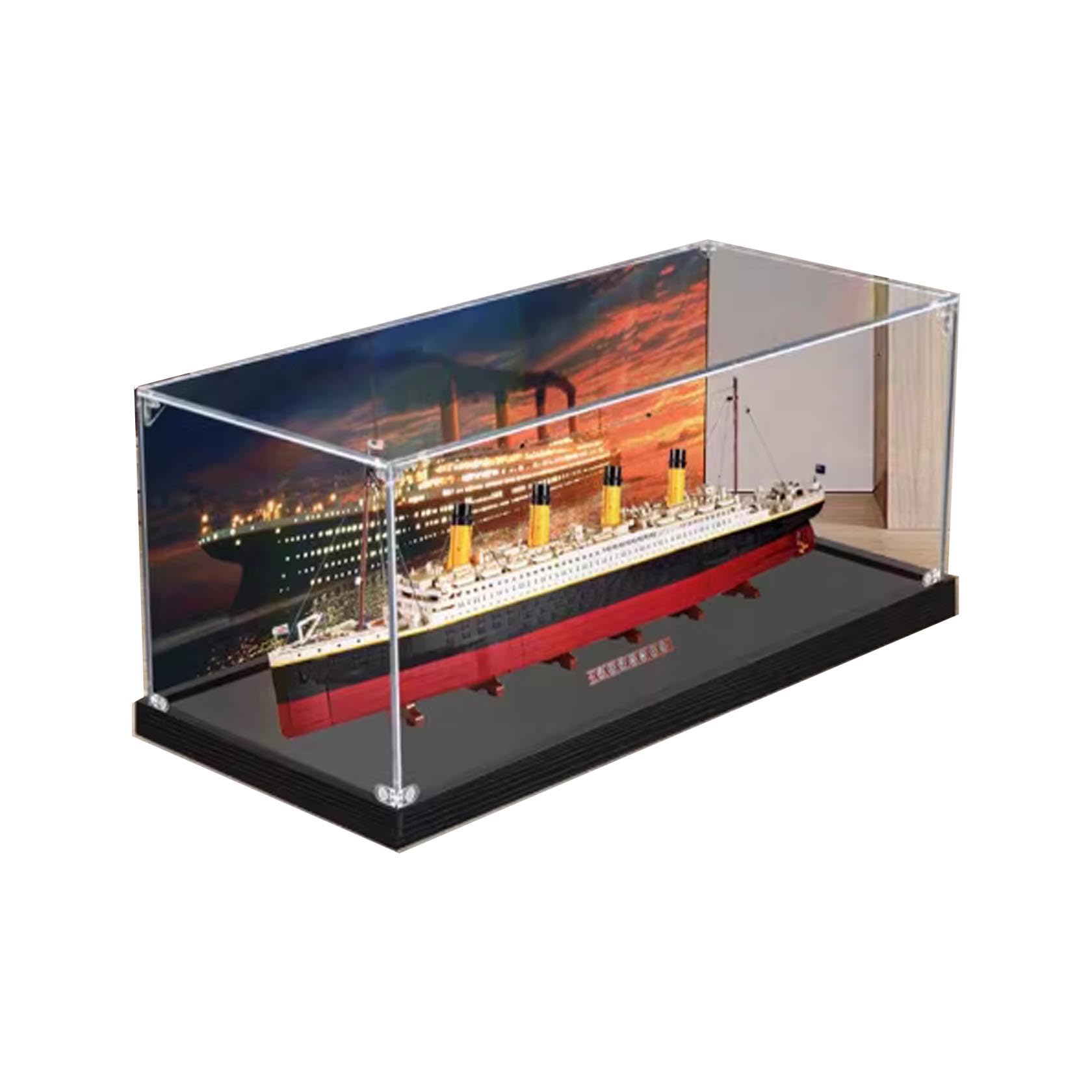 Feifanyifei Light Acrylic Display Case For Lego 10294 Titanic Model, Dustproof Transparent Acrylic Display Case, Storage Box (Model Not Included) (3Mm Back Spray)