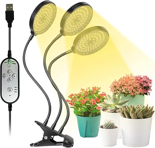 Luz de crecimiento de 45 W, luces LED de espectro completo con temporizador de encendidoapagado automático 4812H lámpara de cultivo impermeable para