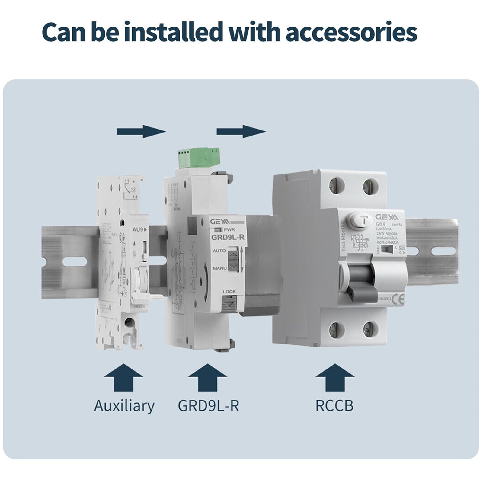GEYA Richiusura automatica con dispositivo di richiusura automatica RCCB RCD ELCB di tipo A Interruttore di sicurezza(Richiusura AC220V+A Tipo RCCB 2P-40A-30mA)