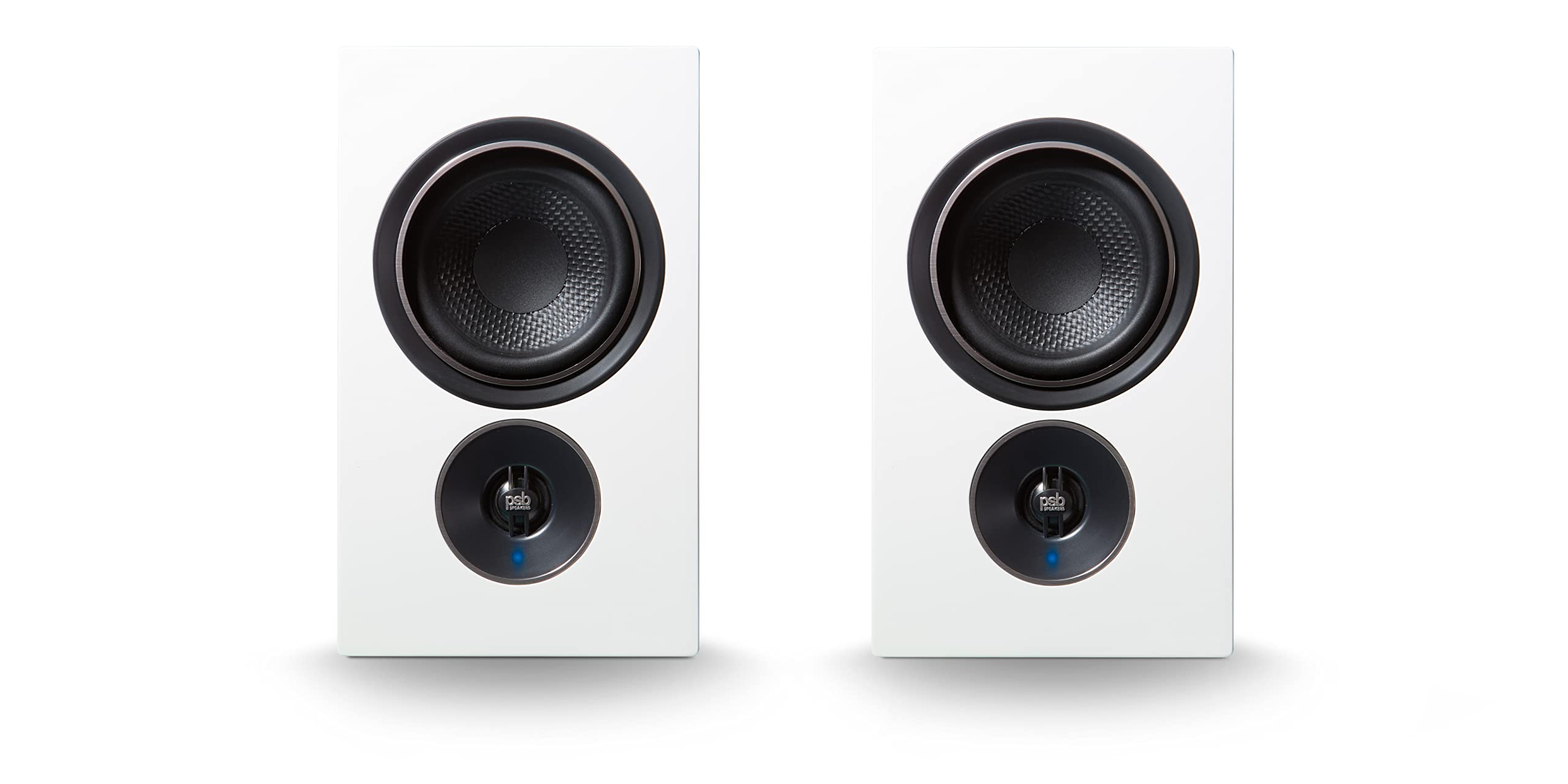 PSB Alpha iQ Streaming Powered Speakers with BluOS & Bluesound RC1 Remote Control - White