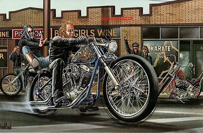 Amazon.com: Vintage David Mann Art Motorcycle Gift Poster (No