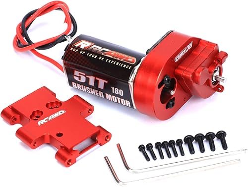 RCAWD Transmisión de motor cepillado 180 montada 51T para 118 FMS EAZYRC ROC Hobby Crawlers Actualización Piezas Rojo