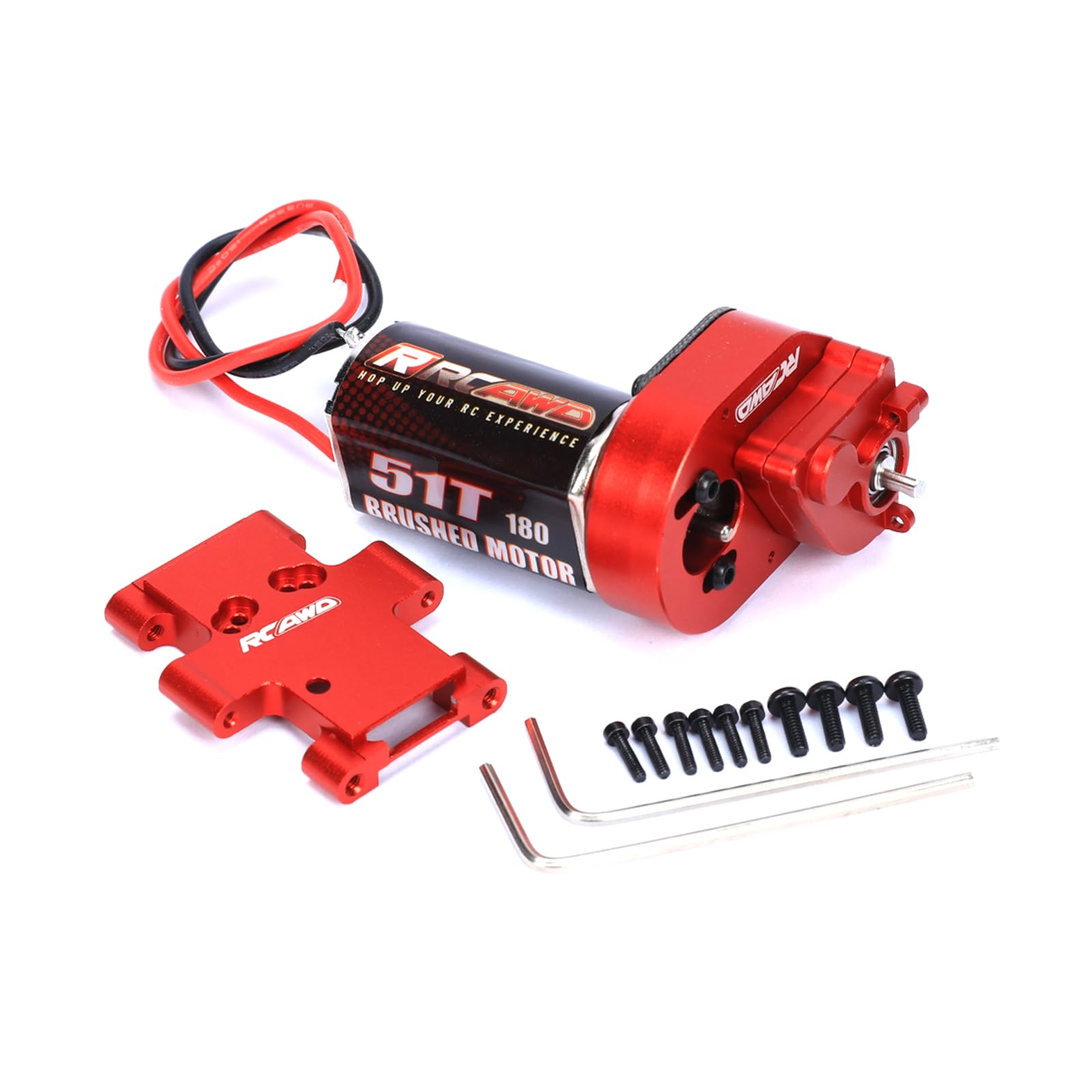 RCAWD 180 Brushed Motor Transmission Assembled 51T for 1/18 FMS EAZYRC ROC Hobby Crawlers Upgrade Parts Red