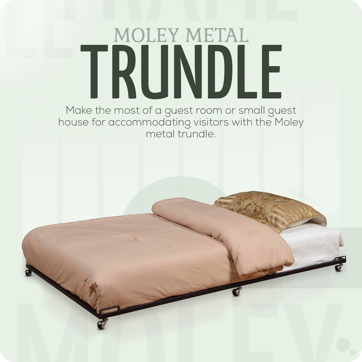 2K Furniture Designs - Twin Size Black Metal Roll Out Trundle Bed Frame for Daybed