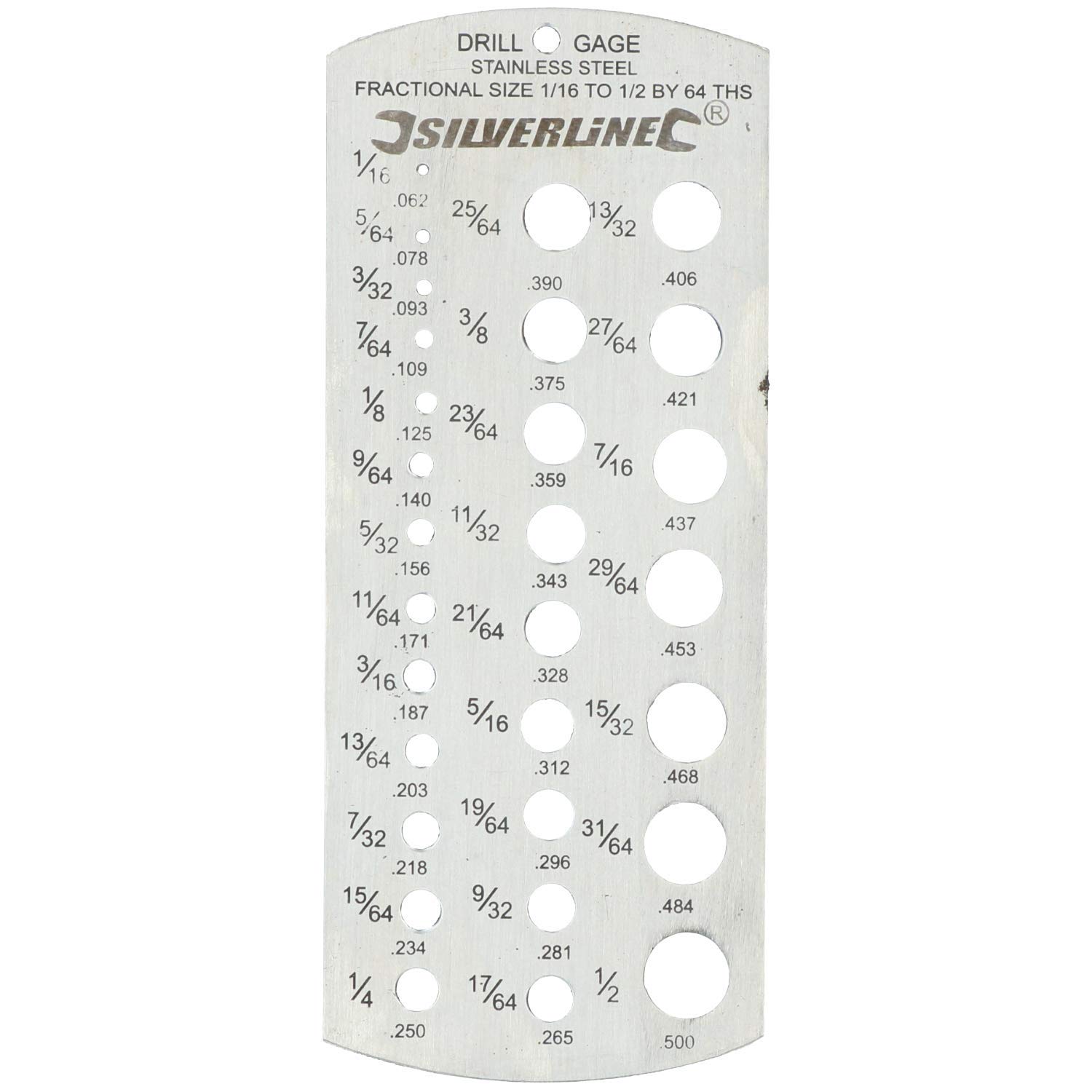 Fractional Drill Size Gauge IMPERIAL SIL59