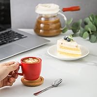 Vista 64 de Hasense Juego de tazas y platillos de porcelana para capuchino de 6 a 6 onzas Demitasse Espresso con asa, perfectas para café con leche, café moca