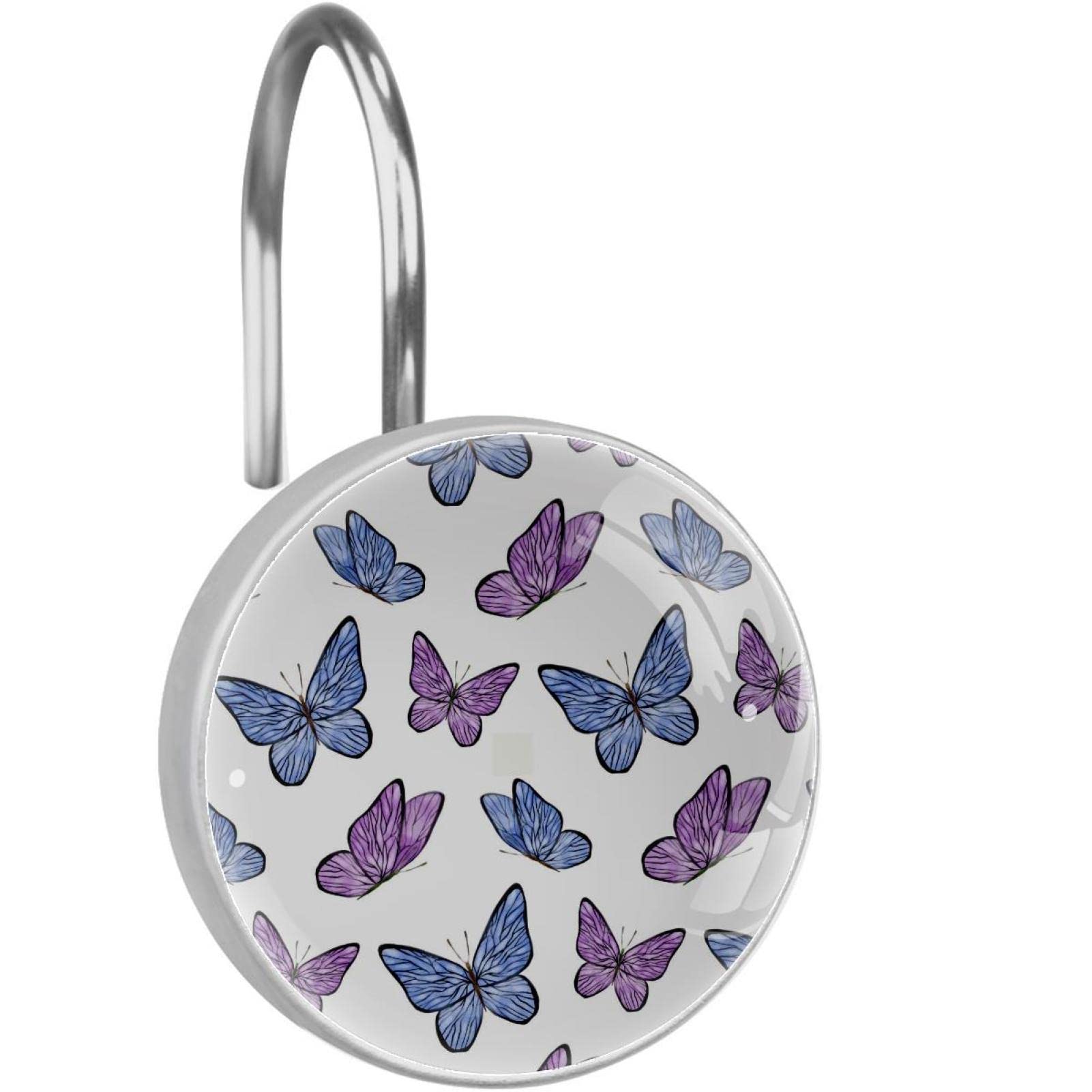 Crochets pour rideau de douche papillon violet pour une ambiance bien-être et nature