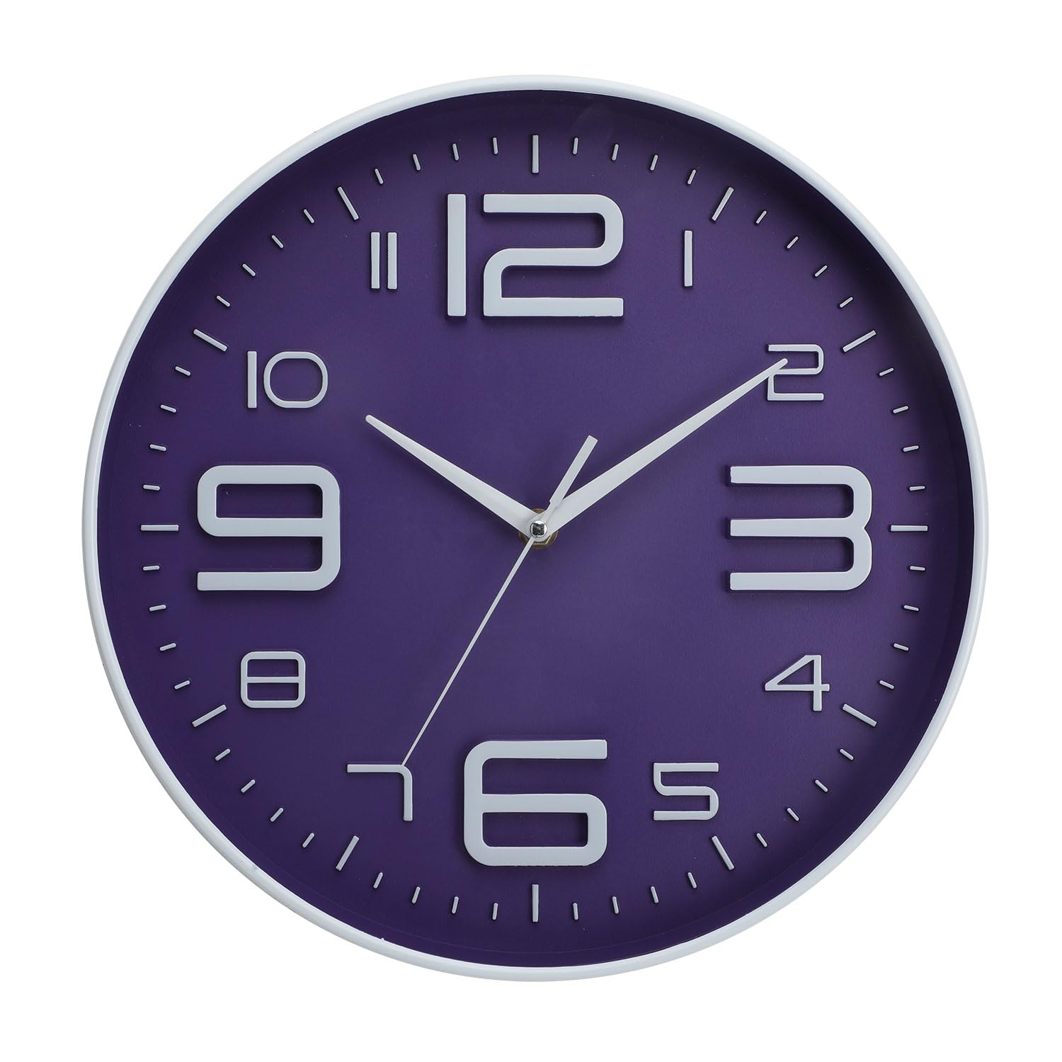 12 inch Silent and Non tick Battery Powered Quartz Round Wall Clock, Blue Modern Decorative Clock, Suitable for Home, Office, Bedroom (Purple;)
