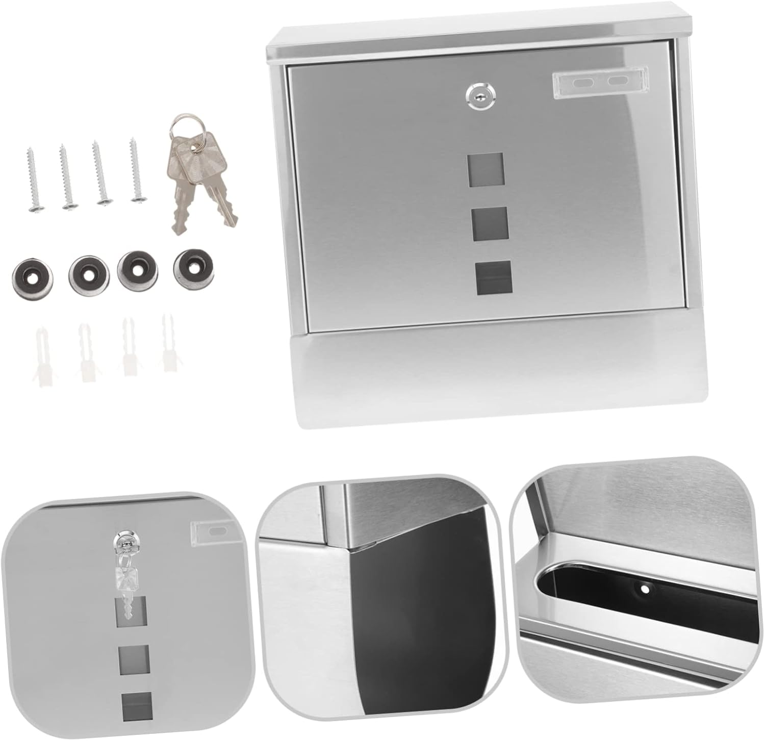 Lockable Stainless Steel Mailbox Wall Mount for Home and Outdoor Use Metal Mail Box with Window Secure Mailbox for Letters and Newspapers with Ample Capacity