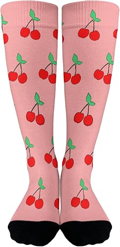 devor Long Socks for Women Casual Sock Womens Thigh High Socks Funny cherry Socks