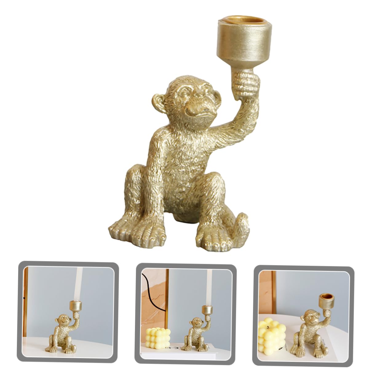 Amazon｜NOLITOY 樹脂製猿フィギュアピラーキャンドルホルダー 卓上用