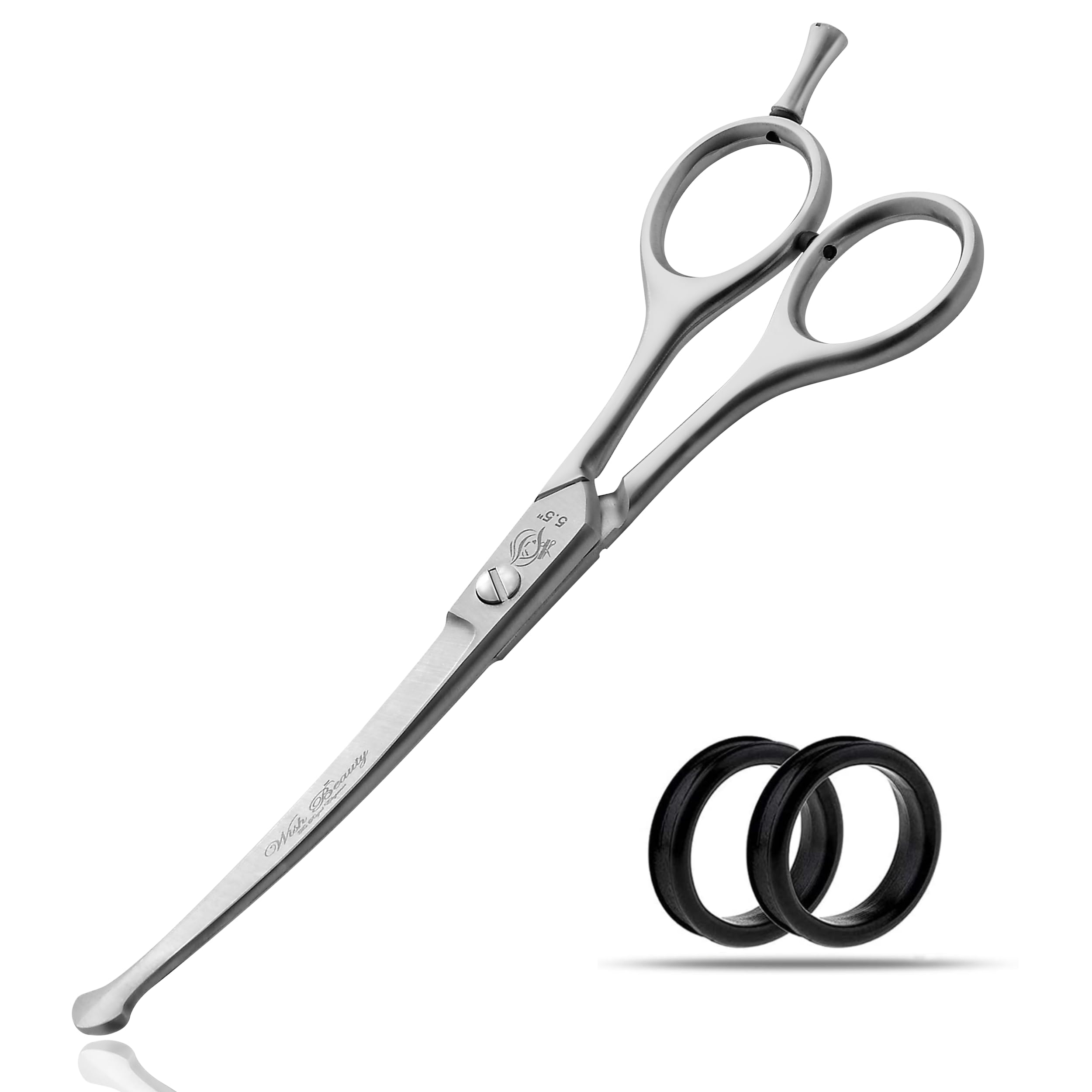 Wish Beauty,The Royal Elegance Wishbeauty Professional Dog Grooming, Pet Thinning Shears Curved Safety Scissors Blunt End Set Round Tip - 5.5"