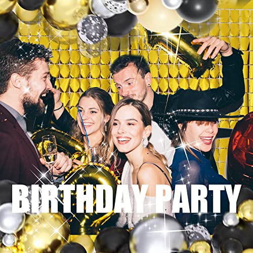 Image of PADELO Gold Shimmer Wall Backdrop, Square Backdrop Curtain, 2Pcs 3.3x6.6 Feet Gold Streamer Backdrop for Party Decorations