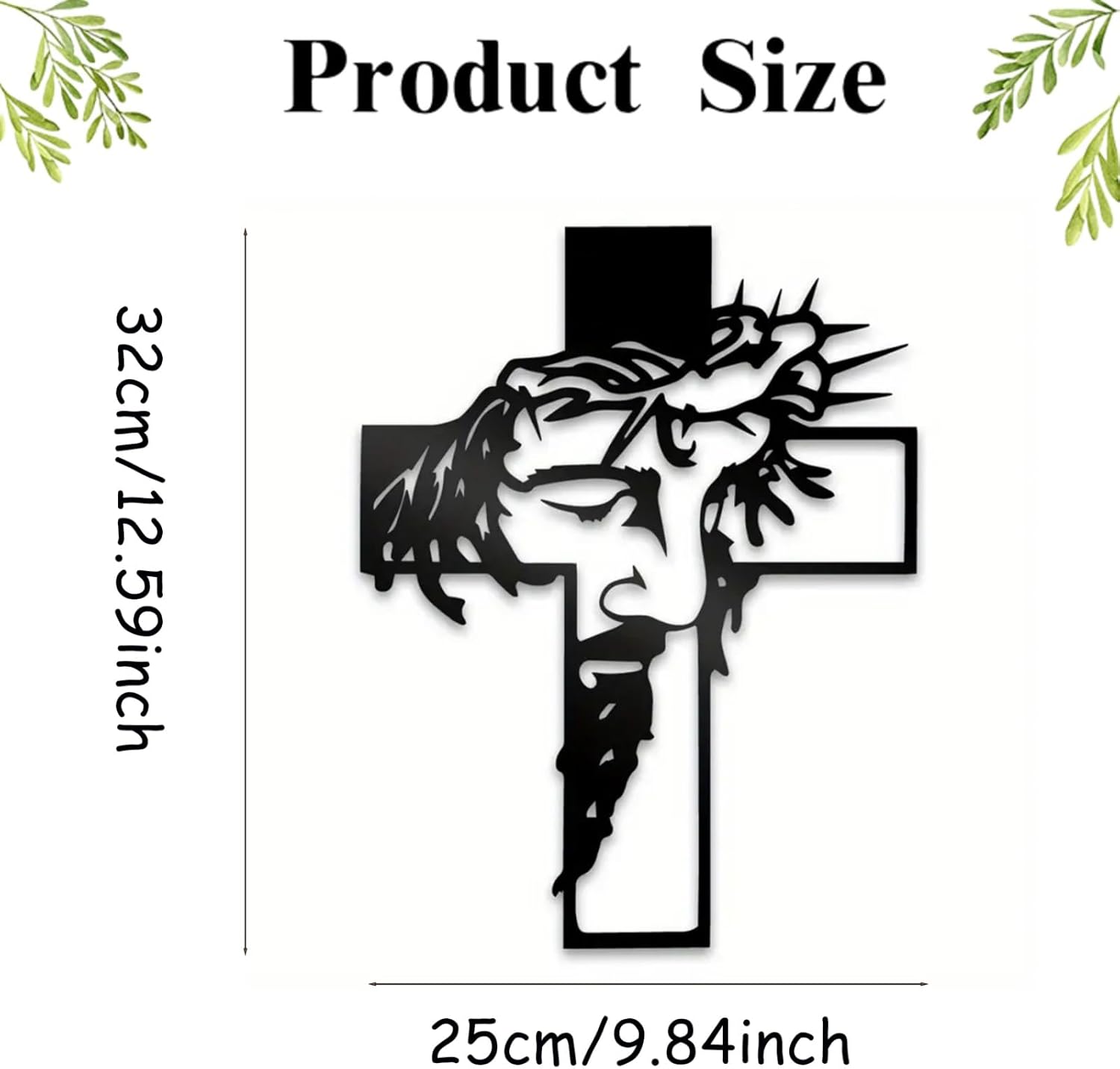 Black Jesus Wall Cross Decor Metal Crucifix Wall Hanging Wall Sculpture for Living Room Home Office Thankful Religious Gifts Grateful Blessed Christian Gifts for Women Special Mother's Day Gift Home Decor Entry Way(Size:12.59 * 9.84in)