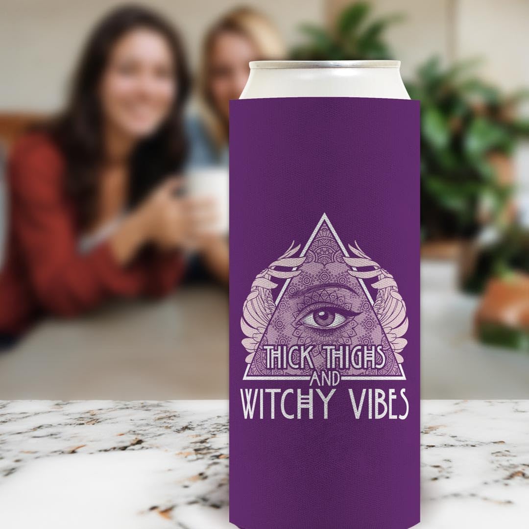 Wiccan Witchy Room Decor Thick Thighs And Witchy Vibes 12-Pack Ultra Slim Can Thermocoolers