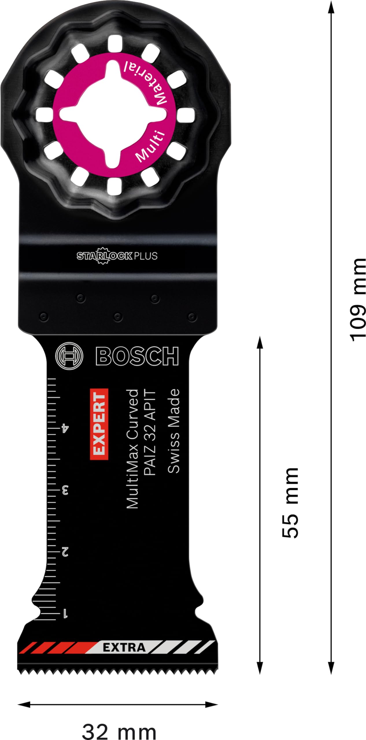 Bosch Professional 10 x Hojas de multiherramienta Expert MultiMax PAIZ 32 APIT, para Láminas de acero inoxidable, Anchura 32 mm, Accesorios Multiherramienta