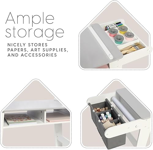 Miniatura 3 de Milliard Juego de mesa de arte para niños con sillas para sala de juegos, mesa de actividades de madera para manualidades y juegos con cubos de