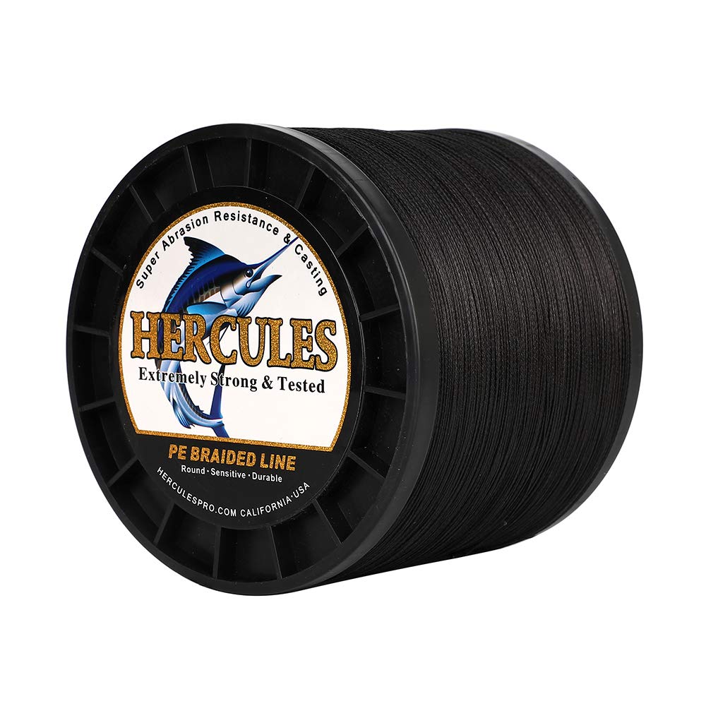 Hercules Braided Fishing Line 2000m 2187yds 10lbs-200lbs Pe Superline 8 Strands (Black 150lb/68kg 0.62mm)
