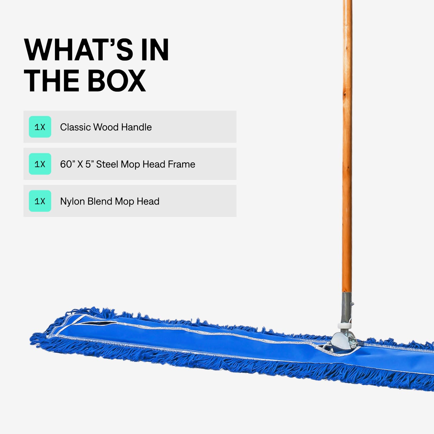 Fregona de nylon de la fuerza comercial de 60 pulgadas con la manija de madera