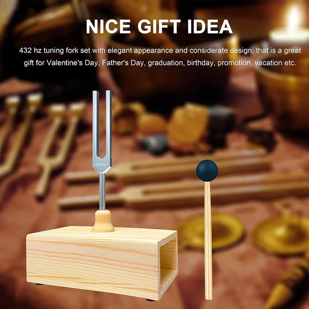 NEWFUN Diapason,Diapason 528 Hz,Juego de 4 diapasones (128 Hz, 136,1 Hz, MI 528 Hz, 4096 Hz) ideal para terapia, para terapia de chakras, terapia de sonido, mantener el cuerpo y la mente relajados