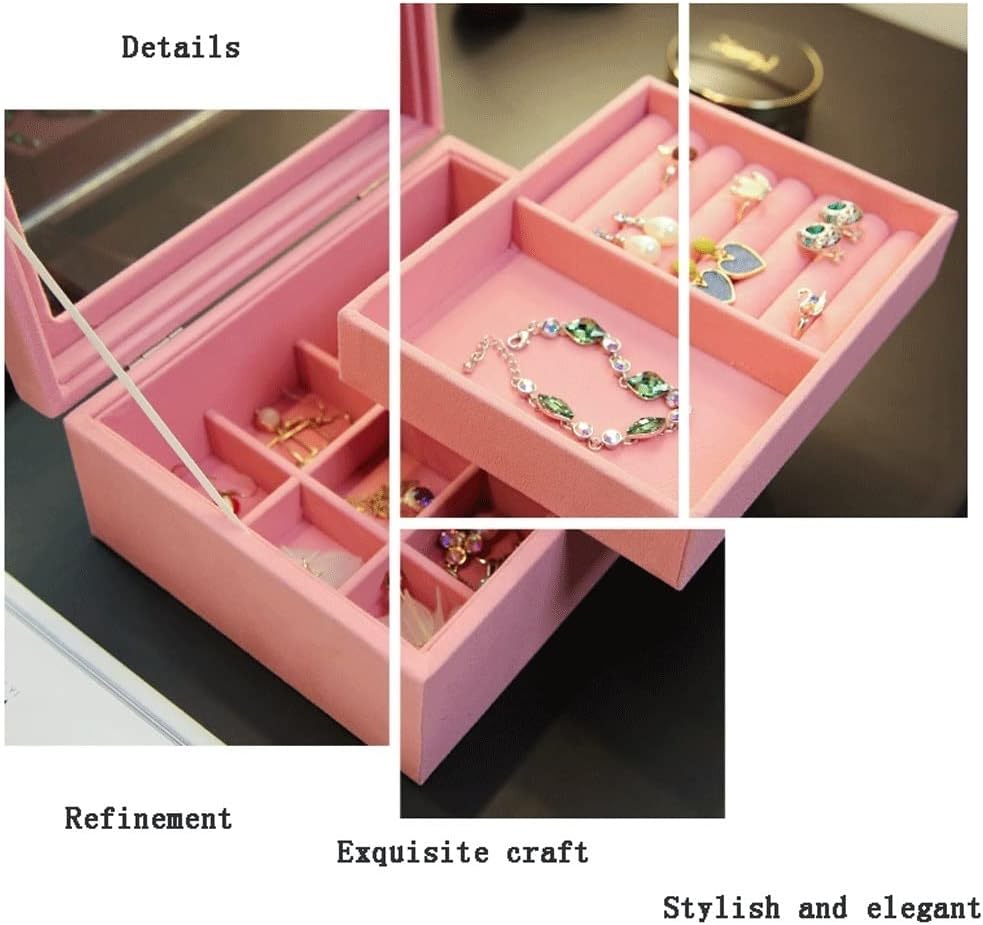 Jewelry Box, Jewerly Box Jewelry Box Organizer for Women Girls Simple Large Capacity Storage Box Bracelet Necklace Ring Earrings Jewelry Box Jewelry Box for Women (A)