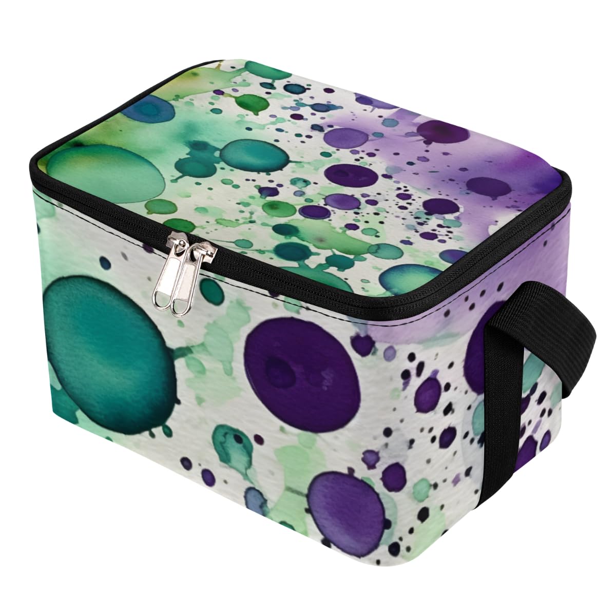 GzLeyigou Lunch Bags for Women Men 9 Cans,Watercolor Dots Hot & Cold Food Delivery Bag Insulated Grocery Bag Insulated Lunch Box Ink Splashes Cooler Bag for Office Work Picnic Beach