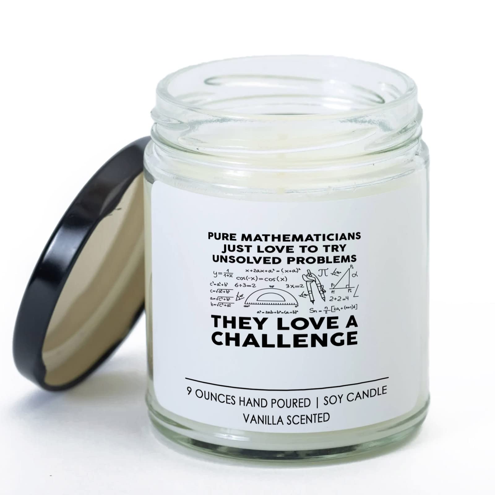 Math Lover Vanilla Candle - They Love a Challenge - Algebraist Arithmetician Trigonometrician Mathematical Statistician Math Geek