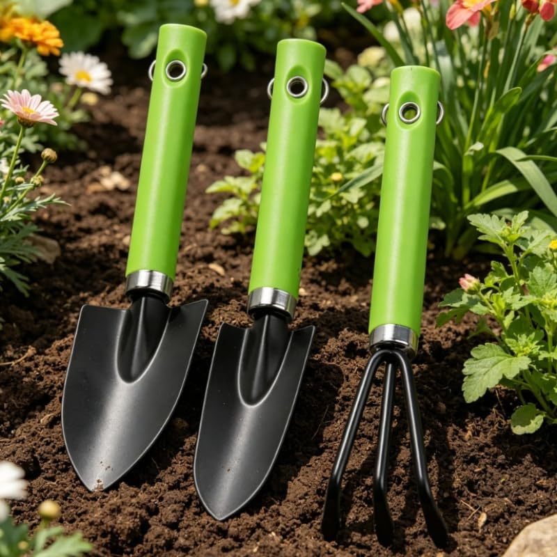Set mini de jardinería 3 piezas con mango plástico miniatura 1