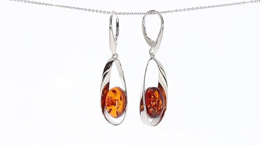 Artisana-Schmuck Bernstein Ohrringe – Multicolor, 925er Sterling Silber Rhodiniert – 3,4 Cm Ohrhänger