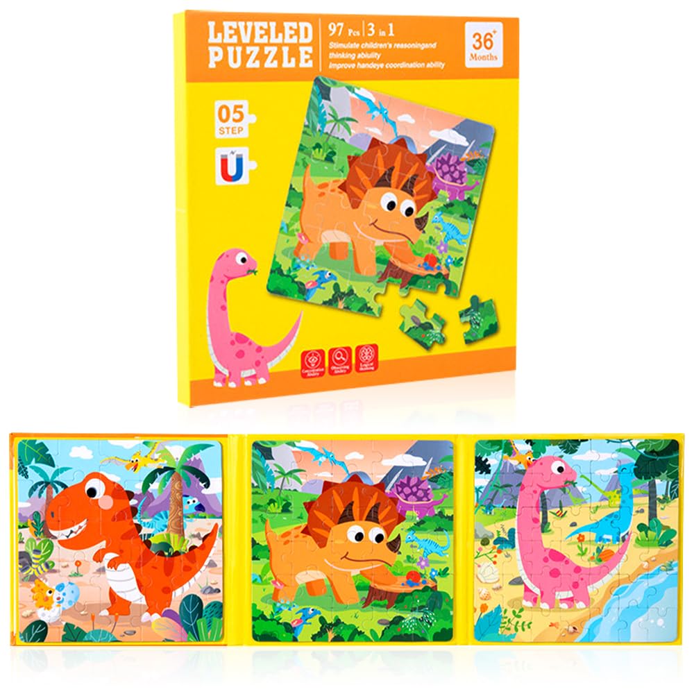 Magnetic Puzzles for Kids, Dinosaur Puzzles for Toddlers, Travel Games for Toddlers Puzzle Educational Toys - Best Birthday Gift for Boy Girl 3 4 5 6 Year Olds