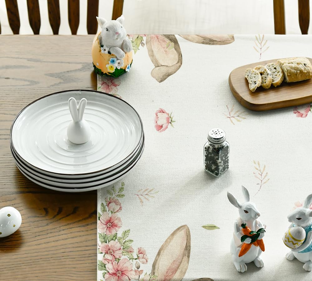 Tovaglia Pasquale Con Orecchie Di Coniglio - Decorazione Tavola Primavera, Antimacchia E Festosa - Foto 6