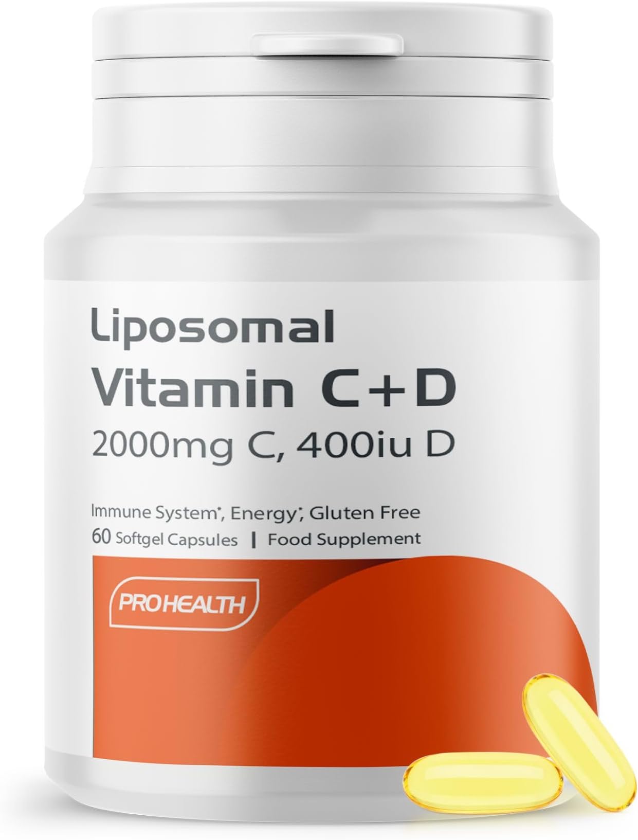 ProHealth Liposomal Vitamin C 2000mg + Vitamin D3 400IU - High Absorption Softgels | Immune Support, Antioxidant, Collagen & Bone Health | Non-GMO, Gluten-Free, Made in UK, 30-Day Supply