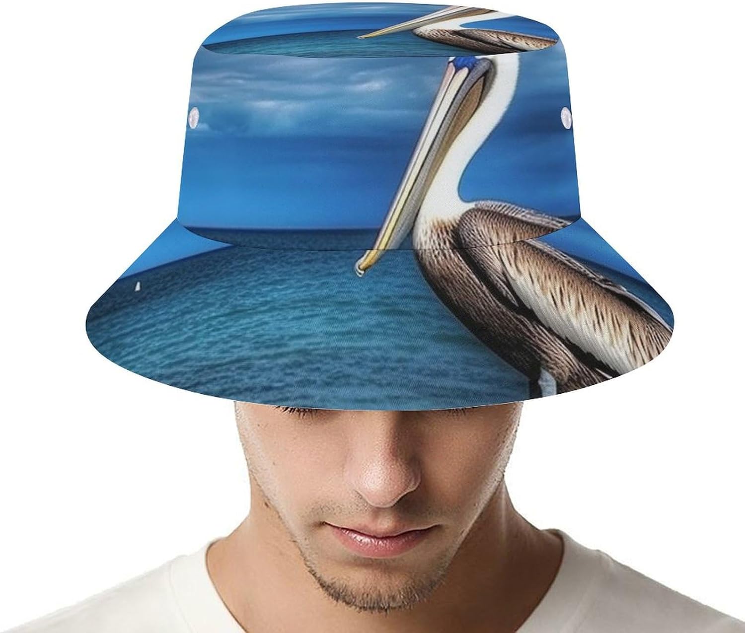 Pelican Bird Bucket Hat Packable Sun Hats Travel Summer Beach Fisherman Cap for Women Men Teens