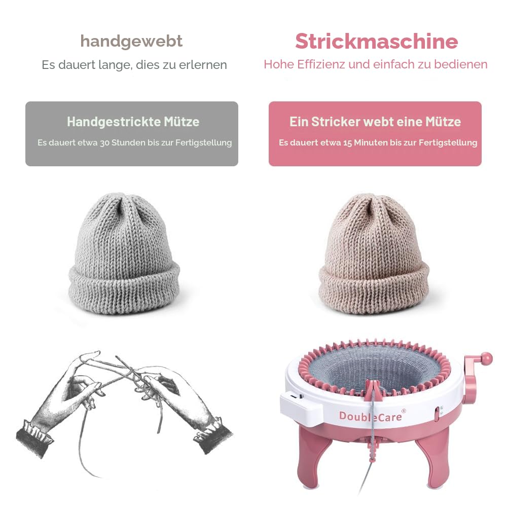 Strickmaschine 48 Nadeln,Smart Weaving Loom Rundstrick maschinen,große Größe Intelligenz Spielzeug, Strickbrett Schal Doppelstrick-Webrahmen für Socken/Hut, Machen Sie ein Geschenk mit Herz
