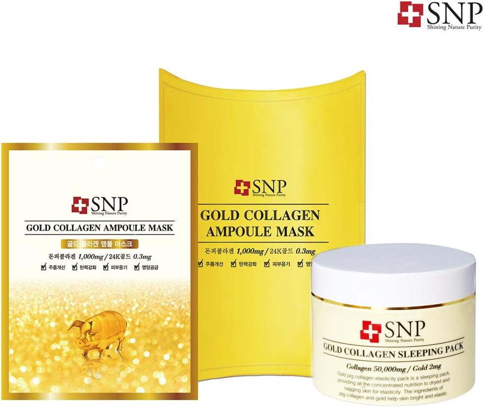[SNP Cosmetic] Bird's Nest & Gold Collagen & Diamond Set (Gold Sleeping Pack 100g + Mask 10ea)
