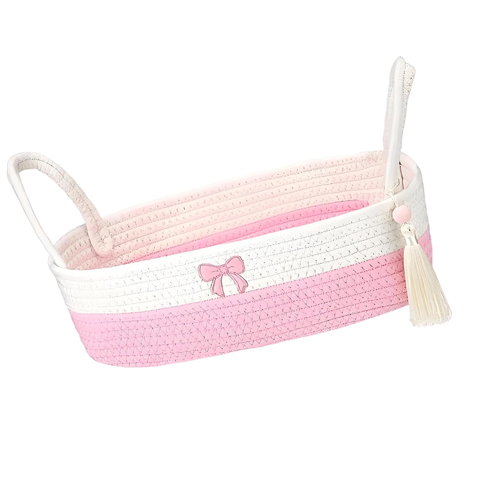 Whoasyst Rope Storage Basket Space Saving Cotton Rope Basket Storage Container with Bowknot for Modern Homes Toy Bin