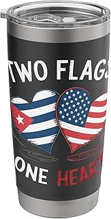 Half Cuban Half American Country USA Flag Cuba America Stainless Steel Insulated Tumbler