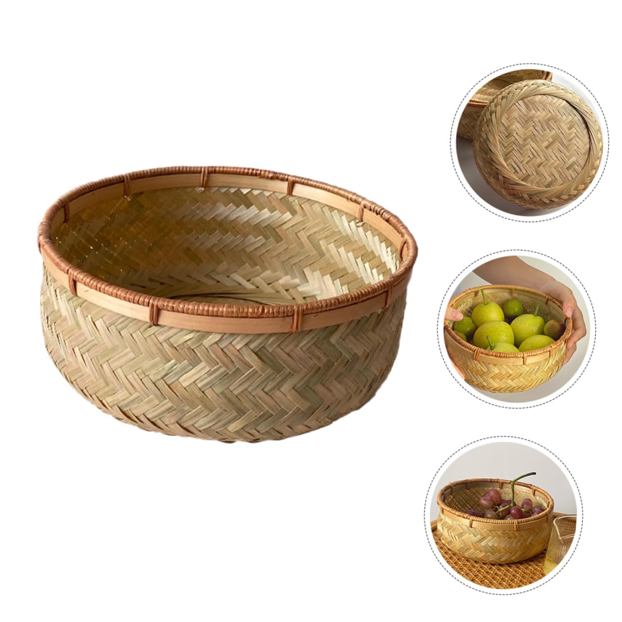Dried Fruit Bread Basket Decorative Basket Food Serving Basket Food Storage Basket Bamboo Candy Plate Food Basket Bamboo Basket Bamboo Snack Basket Woven Fruit Basket Woven Basket