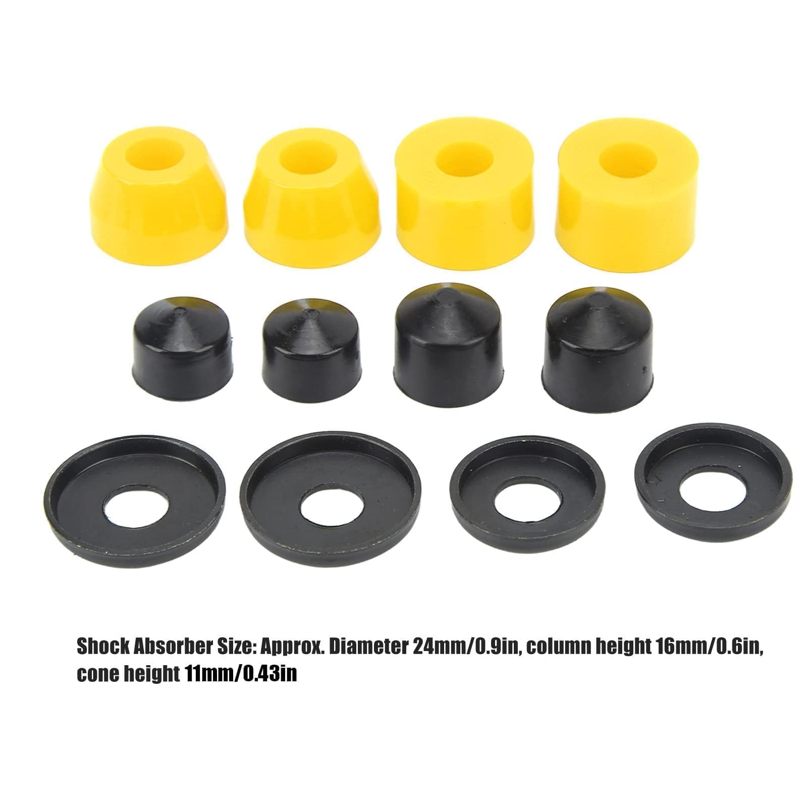 HERCHR Boccole per Skateboard, 12 Pezzi Set di Boccole per Skateboard Boccole per Longboard Smorzanti in PU 90A per Skateboard a 4 Ruote (Giallo)