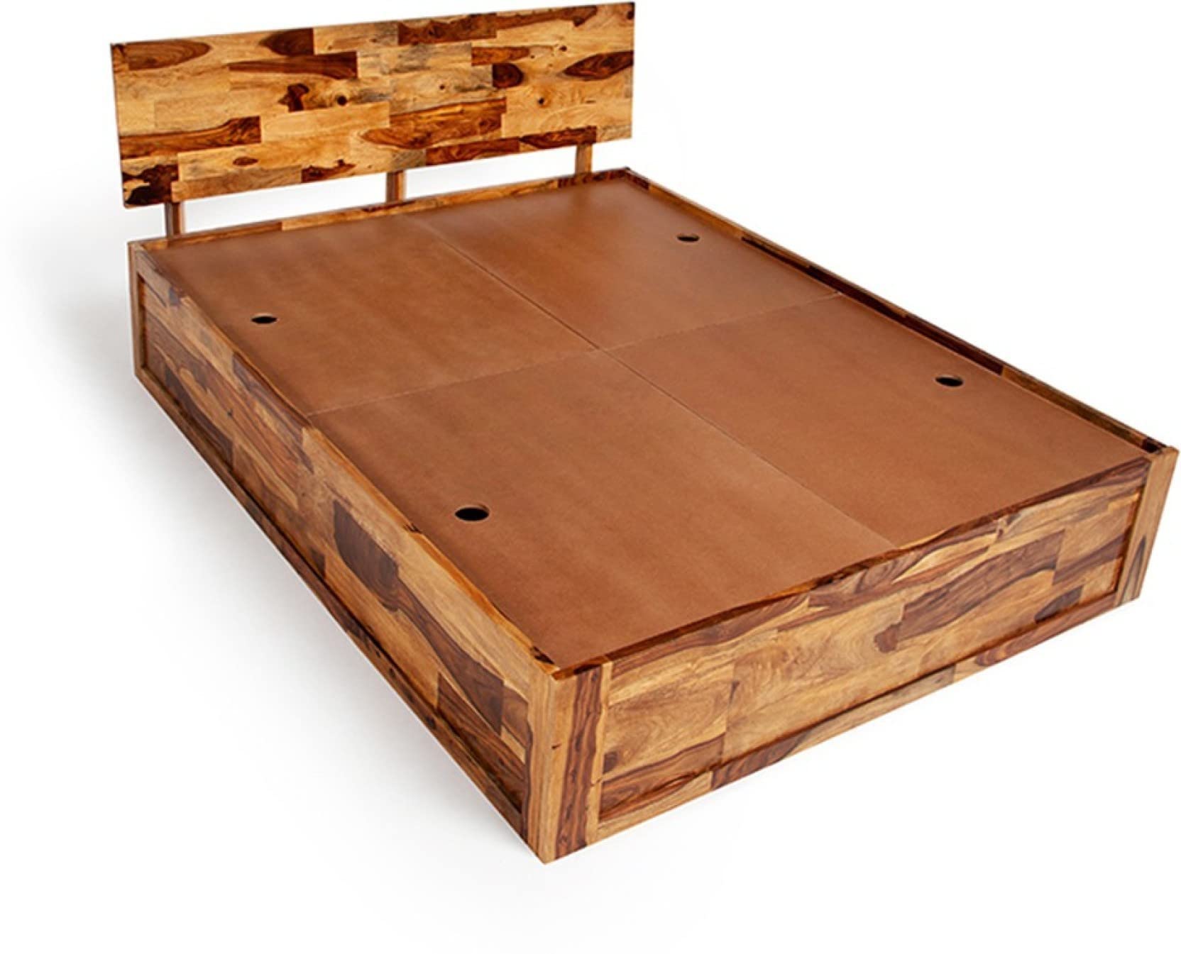 SMAART CRAAFTS Solid Sheesham Wood Chile King Size Bed with Box Storage - Wooden Palang Cot for Bedroom and Hotel Furniture - Maple Finish - Mattress Size: 72 x 78 Inches Diwali Decorations