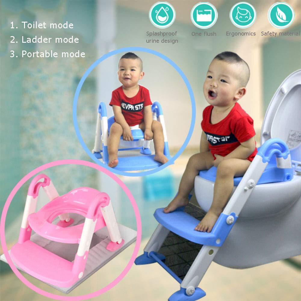 Reductor De WC Portatil, Asiento De Entrenamiento 3-in-1 Potty Travel Potty Y Toilet,Pink