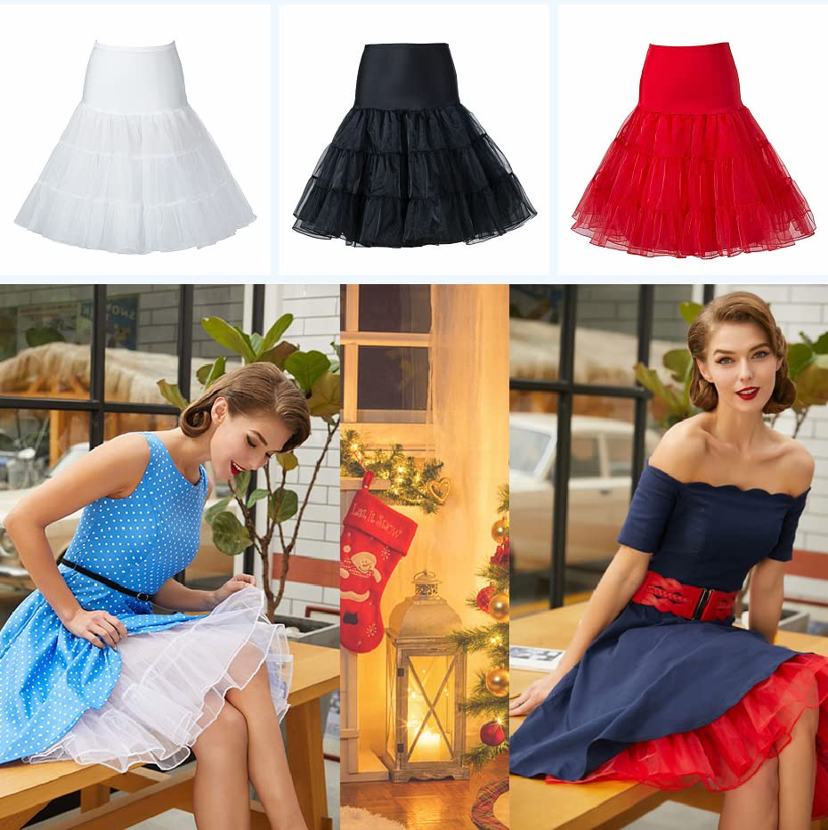 Women's 50s Vintage Petticoat 26" Crinoline Rockabilly Tutu Skirt Slip S-L…2