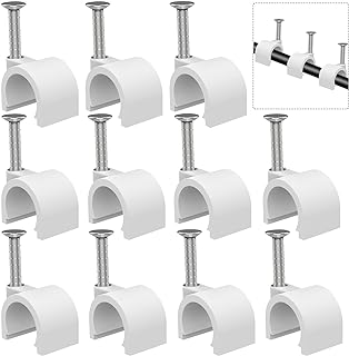 Cable Clips 10mm Nail in Cable Clips 100 Pcs Cable Wire Clips Cable Tacks Coax Cable Clips Speaker Wire Clips Cable Nails for Cords Cable Clamps Ethernet Cable Clips RG6 RG59 CAT6 RJ45 Wall Wire Clips